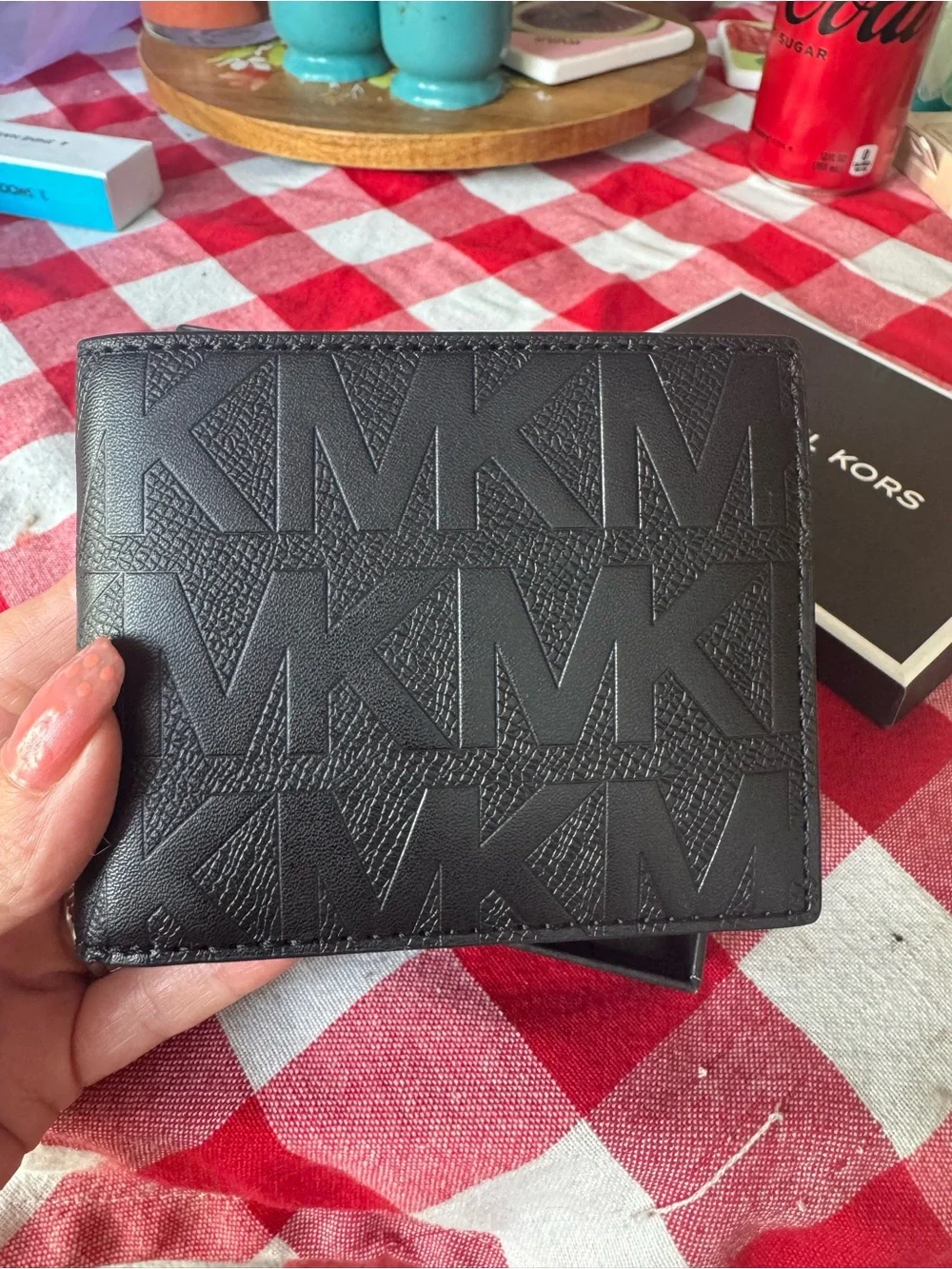 Michael Kors Black Embossed Slim Bifold Card Holder